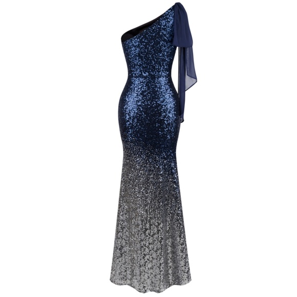 NWT Angel Fashions One Shoulder Sequin Prom Dress - Picture 2 of 8